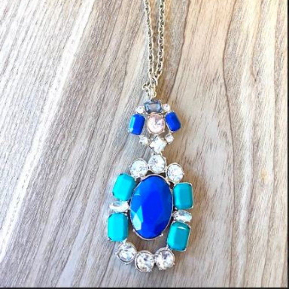 Jcrew Blue & Green Jewel Statement Necklace